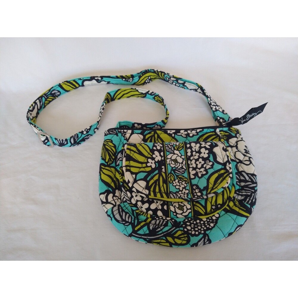 Vera Bradley Island Blooms Crossbody Bag Adjustable Strap small mini purse blue
